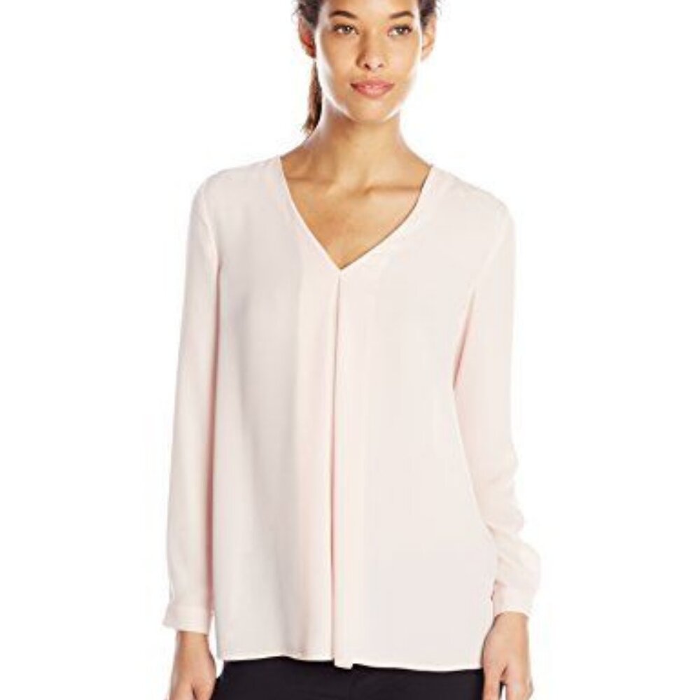 Vince Camuto V-neck Inverted-Pleat Top